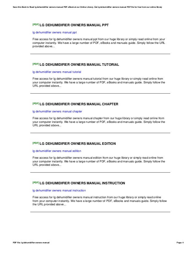 Lg dehumidifierownersmanual