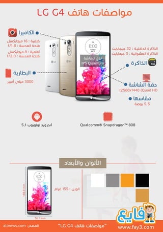 انفوجرافيك: أهم مواصفات هاتف LG G4 