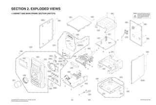 D
H
G
C
C
F
E
B
A
F
E
H
G
D
A
B
FRONT
USB
SMPS
I
258C
255L
260L
256L 255R
256R
258B
258A
251
253
252
250
254
460
460
261 460
460
264
451
A47
276
265
259
A26
460
460
A46
300
460
460
273 274
460
279
460
460
262
460
257
CABLE2
260R
A43
A44
A42
460
I
SECTION 2. EXPLODED VIEWS
• CABINET AND MAIN FRAME SECTION (RAT375)
2-1 2-2
NOTES) THE EXCLAMATION POINT WITHIN AN
EQUILATERAL TRIANGLE IS INTENDED
TO ALERT THE SERVICE PERSONNEL
TO THE PRESENCE OF IMPORTANT
SAFETY INFORMATION IN SERVICE
LITERATURE.
 