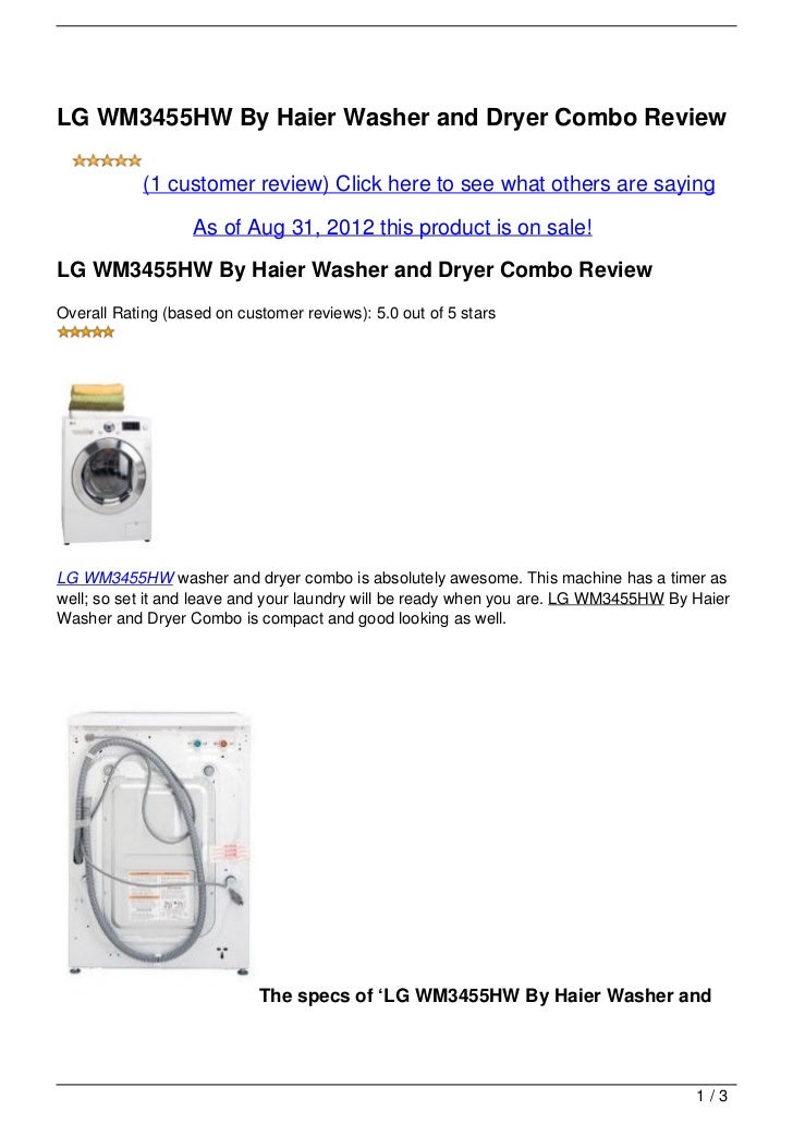 LG WM3455HW By Haier Washer and Dryer Combo Review