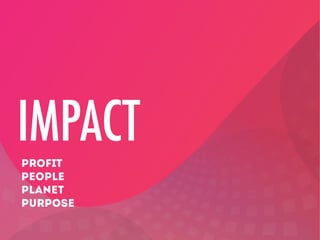 IMPACT
PROFIT
PEOPLE
PLANET
PURPOSE

 