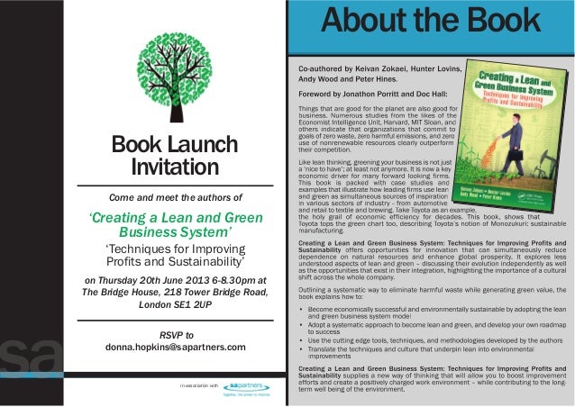 Lean Green London book launch invitation 