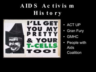 AIDS Activism History ACT UP Gran Fury GMHC People with Aids Coalition
