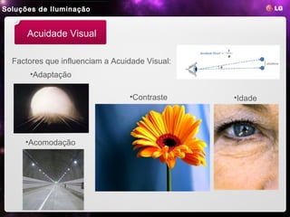 Soluções de Iluminação


      Acuidade Visual

  Factores que influenciam a Acuidade Visual:
      •Adaptação

                                 •Contraste     •Idade




     •Acomodação
 
