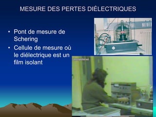 MESURE DES PERTES DIÉLECTRIQUES
• Pont de mesure de
Schering
• Cellule de mesure où
le diélectrique est un
film isolant
 