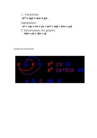 Ejemplo de factorización:
 
