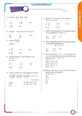 Sec4 Math Algebra áLgebra 4° sec | PDF