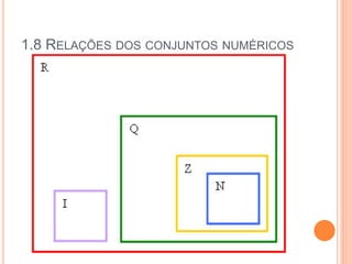 1.8 RELAÇÕES DOS CONJUNTOS NUMÉRICOS
 