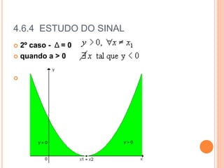4.6.4 ESTUDO DO SINAL
 2º caso - Δ = 0
 quando a > 0

 