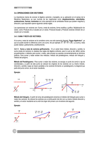 54 FISICA 1
ALGEBRA VECTORIAL
3.4. OPERACIONES CON VECTORES:
La importancia misma de conocer el álgebra vectorial y manejá...