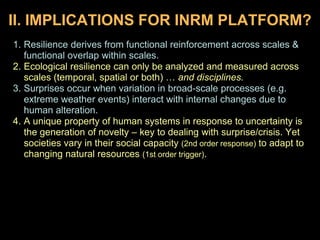 II. CASE STUDIESB. Cropping SystemsHistorical Predominance of Command-and-Control ModelComponent Approach FeedbacksPests - Suppression of population - Pest resistance (E)dynamics - IPM (C)- Indiscriminate control of harmful & beneficial insects- Pest control > plant healthNutrients - Suppression of system nutrient - Opportunistic pests, 