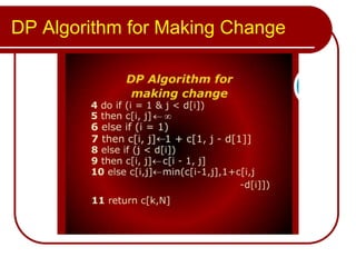 DP Algorithm for Making Change
 