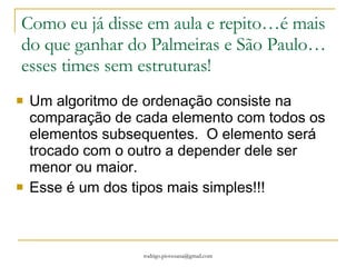 Correção – Exercício 1 inicio (){ inteiro m[3] [2], I , j ; m[0][0]=1;  m[0][1]=2;  m[1][0]=3;  m[1][1]=4;  m[2][0]=5;  m[2][1]=6; PARA (I igual a 0 ; I menor que 3 ; I = I + 1){ PARA (j igual a 0 ; j menor que 2 ; j = j + 1) ESCREVA ( “ %2d “ , m [ I ] [ j ]); } ESCREVER ("\n\n\n\n"); PARA ( I igual a 2; I maior e igual a 0 ; I = I -1 ){ PARA (j igual a 1; j maior e igual a 0; j = j -1) ESCREVER (“ %2d ", m [ I ] [ j ] ); } ESCREVER ("\n\n\n\n");  PAUSA }  