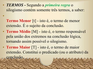 EXERCÍCIO NO CADERNO
• 1. Considere-se a seguinte frase:
“Todo o mal do mundo resulta do livre arbítrio”.
1) Qual é a sua subalterna?
2) Qual é a sua contrária?
3) Qual é a sua contraditória?
• 2. Considere-se a seguinte frase:
“Algumas verdades são relativas”.
1) Qual é a sua contraditória?
2) Qual é a sua subcontrária?
3) Há alguma proposição que seja a sua subalterna? Porquê?
3 - Se é falso que “alguns humanos são imortais”, qual a
contraditória e seu valor de verdade?
40
 
