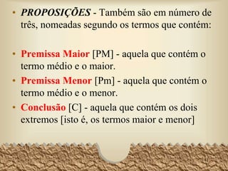 6 – ARGUMENTAÇÃO
• A argumentação é um discurso em que
encadeamos proposições para chegar a uma
conclusão.
• Verdade  matéria ou conteúdo das
proposições
• Os argumentos são válidos ou não-válidos.
• Validade  forma
41
 