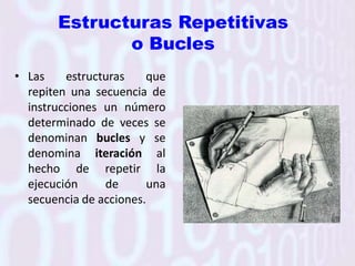 EstructurasSelectivasSe utilizanparatomardecisioneslógicas, se evalúaunacondición y en función del resultado de la misma se realizaunaopción u otra.Las estructurasselectivas o alternativaspueden ser:Simples.Dobles.Múltiples.