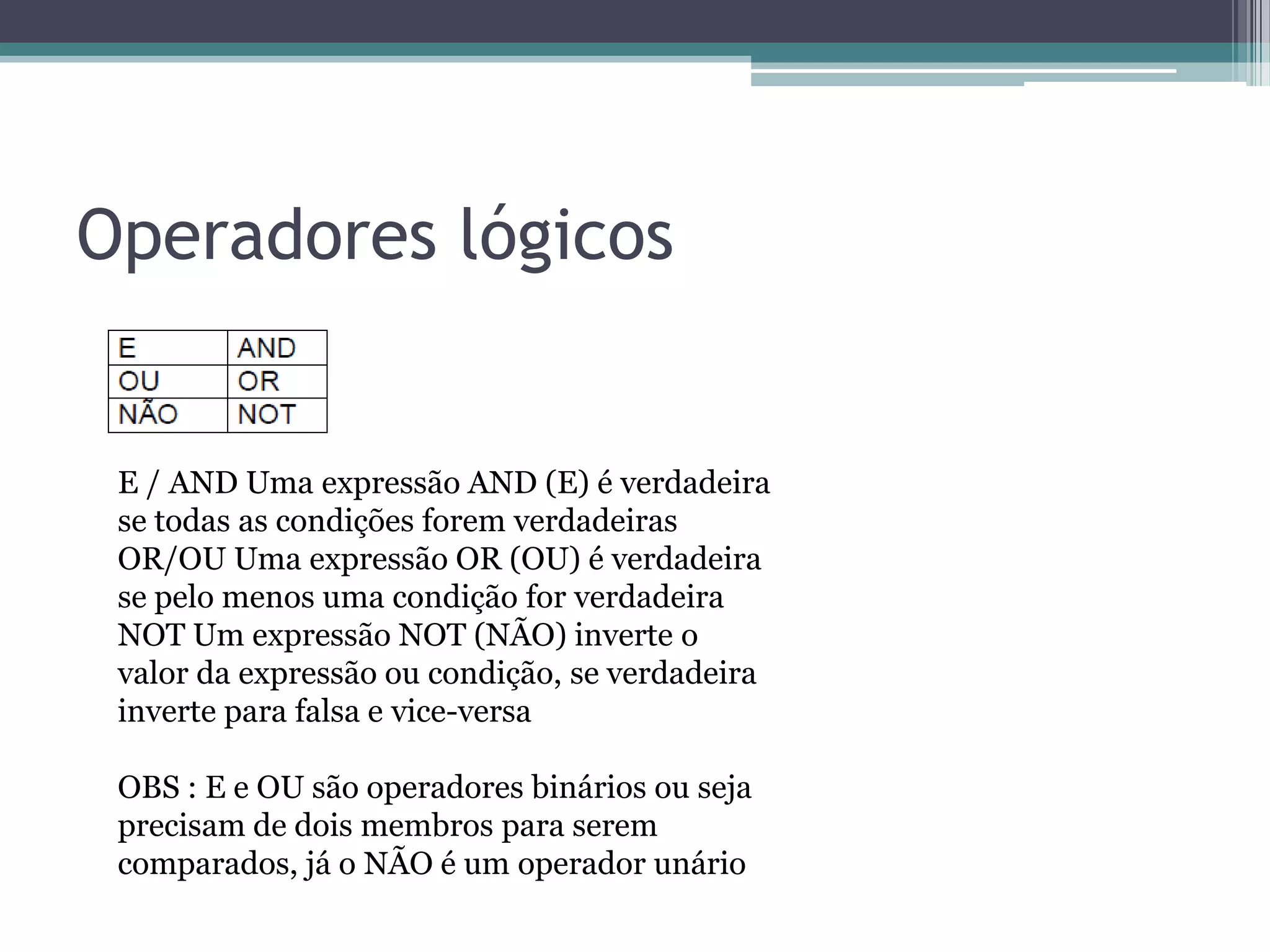 Operadores Aritméticos