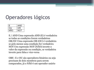 Operadores Aritméticos