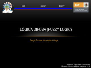 SEP              SNEST                  DGEST




LÓGICA DIFUSA (FUZZY LOGIC)

       Sergio Enrique Hernández Ortega
 