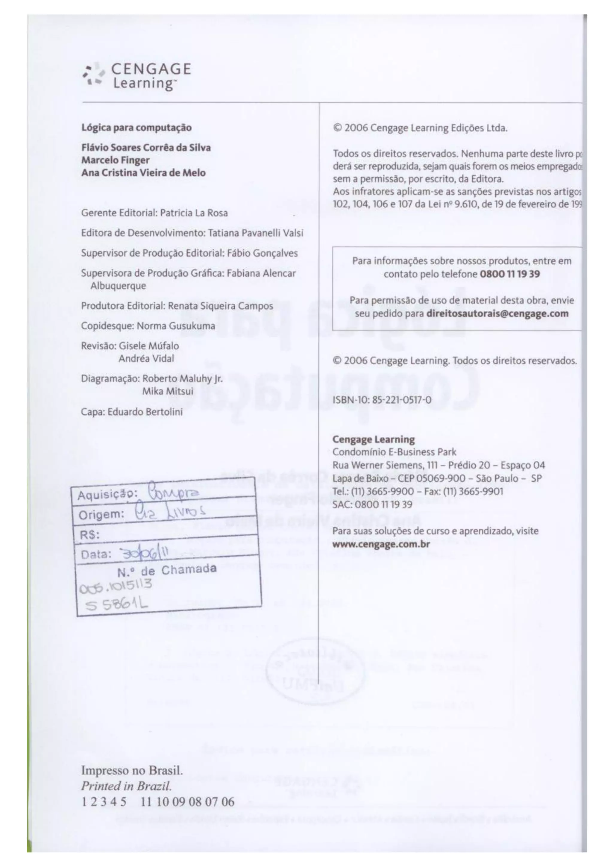 Lógica para computação   silva-finger-melo