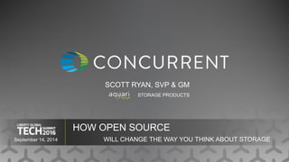 SCOTT RYAN, SVP & GM
STORAGE PRODUCTS
HOW OPEN SOURCE
WILL CHANGE THE WAY YOU THINK ABOUT STORAGESeptember 14, 2014
 
