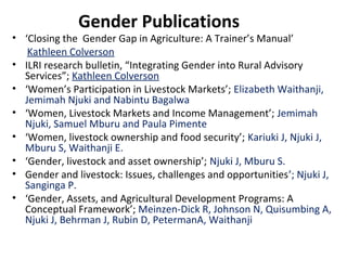 The ILRI Gender Team: 2013-2014 highlights
