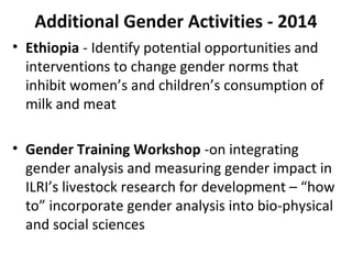 The ILRI Gender Team: 2013-2014 highlights