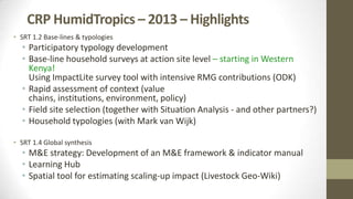ILRI Monitoring, Evaluation and Learning (MEL) Team: 2013 highlights and 2014 plans