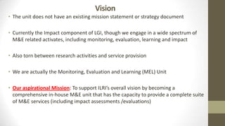 ILRI Monitoring, Evaluation and Learning (MEL) Team: 2013 highlights and 2014 plans