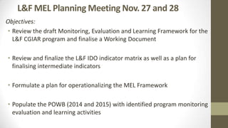 ILRI Monitoring, Evaluation and Learning (MEL) Team: 2013 highlights and 2014 plans