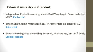 ILRI Monitoring, Evaluation and Learning (MEL) Team: 2013 highlights and 2014 plans