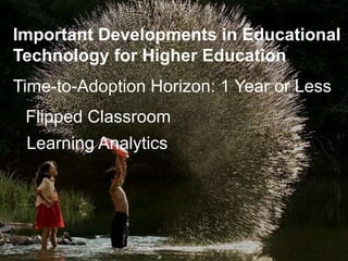 Important Developments in Educational
Technology for Higher Education
Time-to-Adoption Horizon: 1 Year or Less
Flipped Classroom
Learning Analytics
 