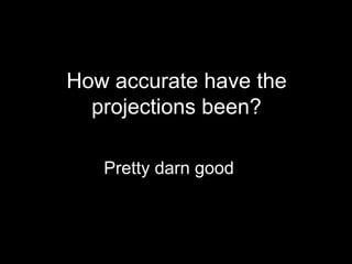 How accurate have the
projections been?
Pretty darn good
 