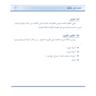 ‫المعلم‬‫الناجح‬53
‫ني‬ ‫ث‬:‫الثرض‬:
‫وه‬ ‫دو‬‫د‬‫د‬‫ا‬‫ئ‬‫س‬ ‫د‬‫د‬‫د‬‫ط‬ ‫دالل‬‫د‬‫د‬‫م‬ ‫دف‬‫د‬‫د‬‫أ‬ ‫دة‬‫د‬‫د‬‫و‬‫هالأ‬ ‫ا‬ ‫دى‬‫د‬‫د‬‫ل‬ ‫دهللة‬‫د‬‫د‬‫و‬‫اجلهلل‬ ‫دون‬‫د‬‫د‬‫أ‬ ‫ل‬ ‫امل‬ ‫د‬‫د‬‫د‬ ‫دة‬‫د‬‫د‬‫ص‬‫اخلو‬ ‫ة‬ ‫د‬‫د‬‫د‬‫ط‬‫اخل‬ ‫دي‬‫د‬‫د‬‫ه‬‫س‬
‫لوموة‬ ‫تشطة‬ ‫يووم‬ ‫ا‬‫س‬ ‫لوموة‬ ‫ساوئل‬ ‫ااهخهللام‬‫س‬ ‫أنوابة‬ ‫وس‬‫س‬‫هلل‬.
‫لت‬ ‫ث‬:‫التطبيق‬(‫الت‬‫قويم‬):
‫و‬ ‫د‬‫م‬‫ل‬ ‫أو‬ ‫طبوي‬ ‫لى‬ ‫هالأوة‬ ‫ا‬ ‫وه‬‫س‬‫هلل‬ ‫مالهلو‬ ‫أف‬ ‫وهم‬.‫دالل‬‫م‬ ‫دف‬‫أ‬‫سة‬ ‫د‬‫ص‬ ‫يف‬ ‫وة‬‫ل‬‫د‬‫ع‬‫ت‬ ‫لة‬ ‫د‬‫ا‬‫ئ‬
:
‫وة‬ ‫نت‬ ‫لة‬ ‫ئا‬.
‫وة‬ ‫و‬ ‫ل‬ ‫لة‬ ‫ئا‬.
‫ملوة‬ ‫وبون‬‫س‬‫هلل‬(‫ان‬‫س‬‫أ،و‬ ‫د‬ ‫ااهموع‬ ‫د‬ ‫اءة‬ ‫ق‬. )
‫ث‬ ‫ا‬.
 