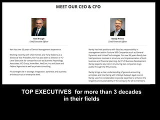 TOP EXECUTIVES for more than 3 decades
in their fields
 