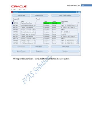 Replicate Seed Data 47 
10. Program Status should be completed Normal and check the View Output 
 
