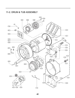 11-2. DRUM & TUB ASSEMBLY

                                                                 K143
                                                                          K123
                            K351          K350   K360




 F140



 K411                                                                                                                      K610



 K410

                                                                                                                           K611
                                                                                                K115
                                                                                                                    F466
 K110
                                                                                                          K141
 K111
 K140
                                                                                  K117
                                                                                                                           F315
                                                                                                F310
           K572                                                                                                            F465
 K571

                                                                                                                           K190

                                                                                 F463
 K570
                                                                                         F464
                                                                                                                               K122
                                                          K130                             K195
                                                  K530                                                                  K125



 K310

                                                                                                                           K121
                                   K510
                  K311

                                                                   K135


                         K131



    K340
                                                                                                                                K105
                                                                                                                 F467




                                                                          F468     K520
                                                                                                                           K550
                                                                                           F461
                                                                                                   K540
           K342   K346    K344
                                                         F145




                                                          42
 