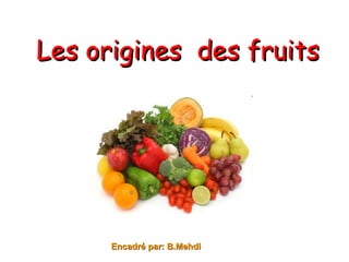 Les origines  des fruits   Encadré par: B.Mehdi 
