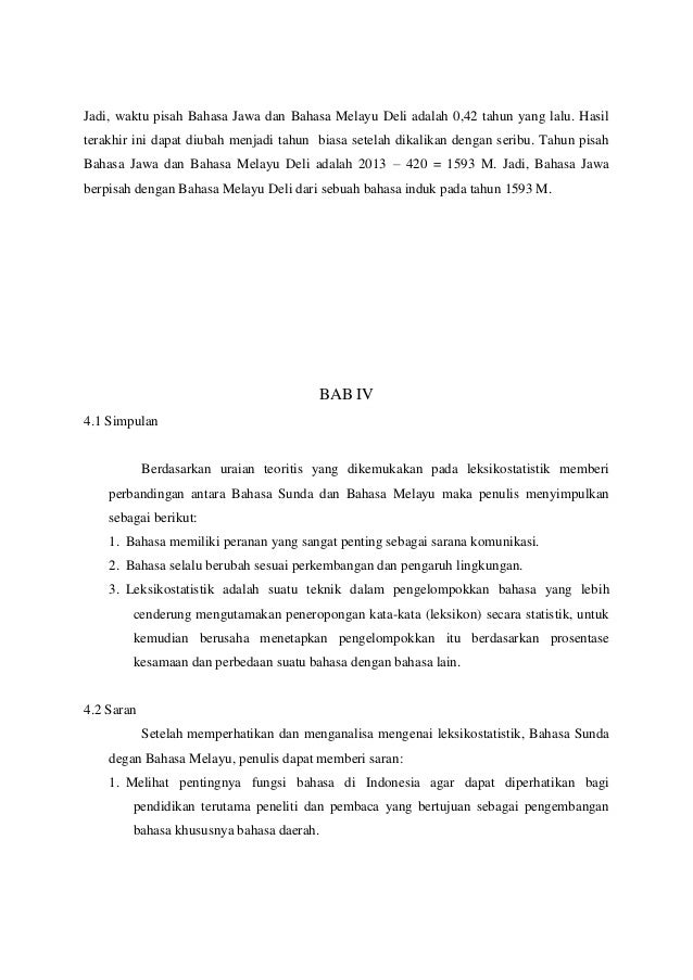 Linguistik Historis Komparatif Leksikostatistik Bahasa Melayu Deli