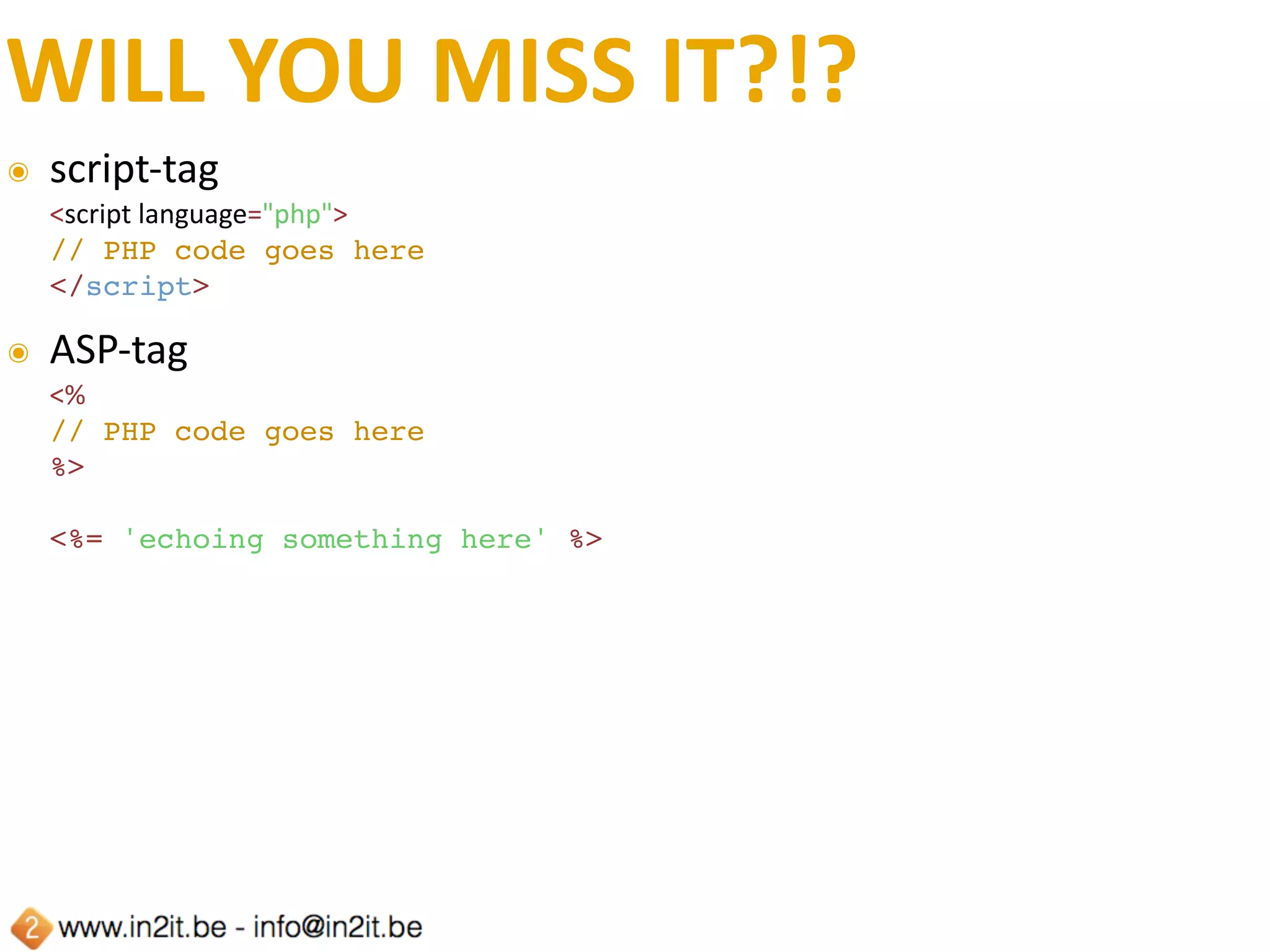 OTHER	REMOVED/CHANGED	ITEMS
๏ php.ini	
๏ always_populate_raw_post_data	
๏ asp_tags	
๏ xsl.security_prefs	
๏ $HTTP_RAW_POST_DATA	->	php://input	
๏ No	#	in	INI	ﬁles	with	parse_ini_ﬁle()	or	parse_ini_string()	->	use	;	
๏ func_get_arg()	and	func_get_args()	return	always	current	value	of	
arguments	(no	longer	original	values)
 