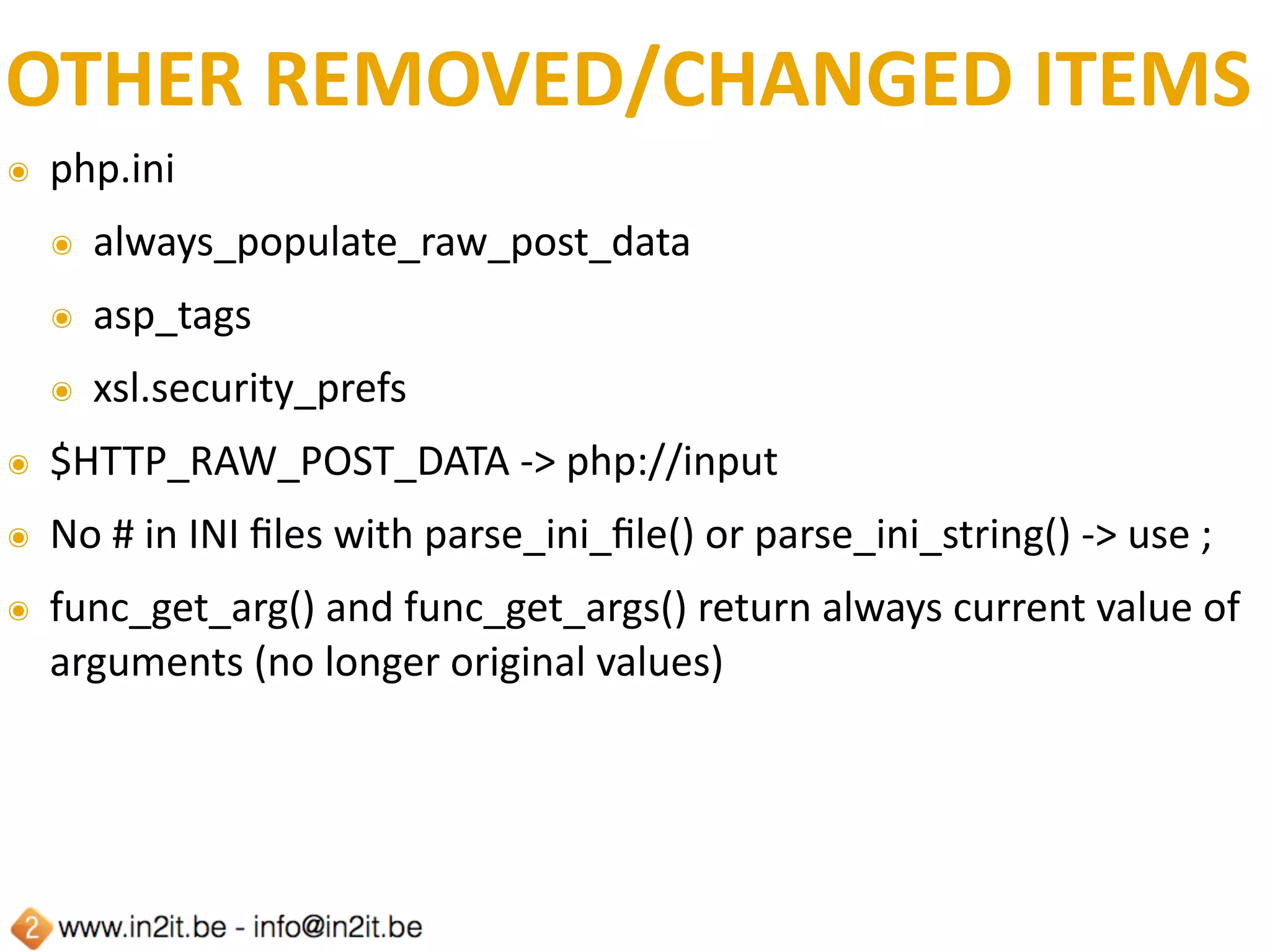 AGENDA
WHAT	HAS	CHANGED	SINCE	PHP	5?
WHAT’S	NEW	IN	PHP	7?
OTHER	THINGS	YOU	NEED	TO	KNOW
MIGRATING	PHP	5	APPS	TO	PHP	7
CLOSING	REMARKS	&	QUESTIONS
 