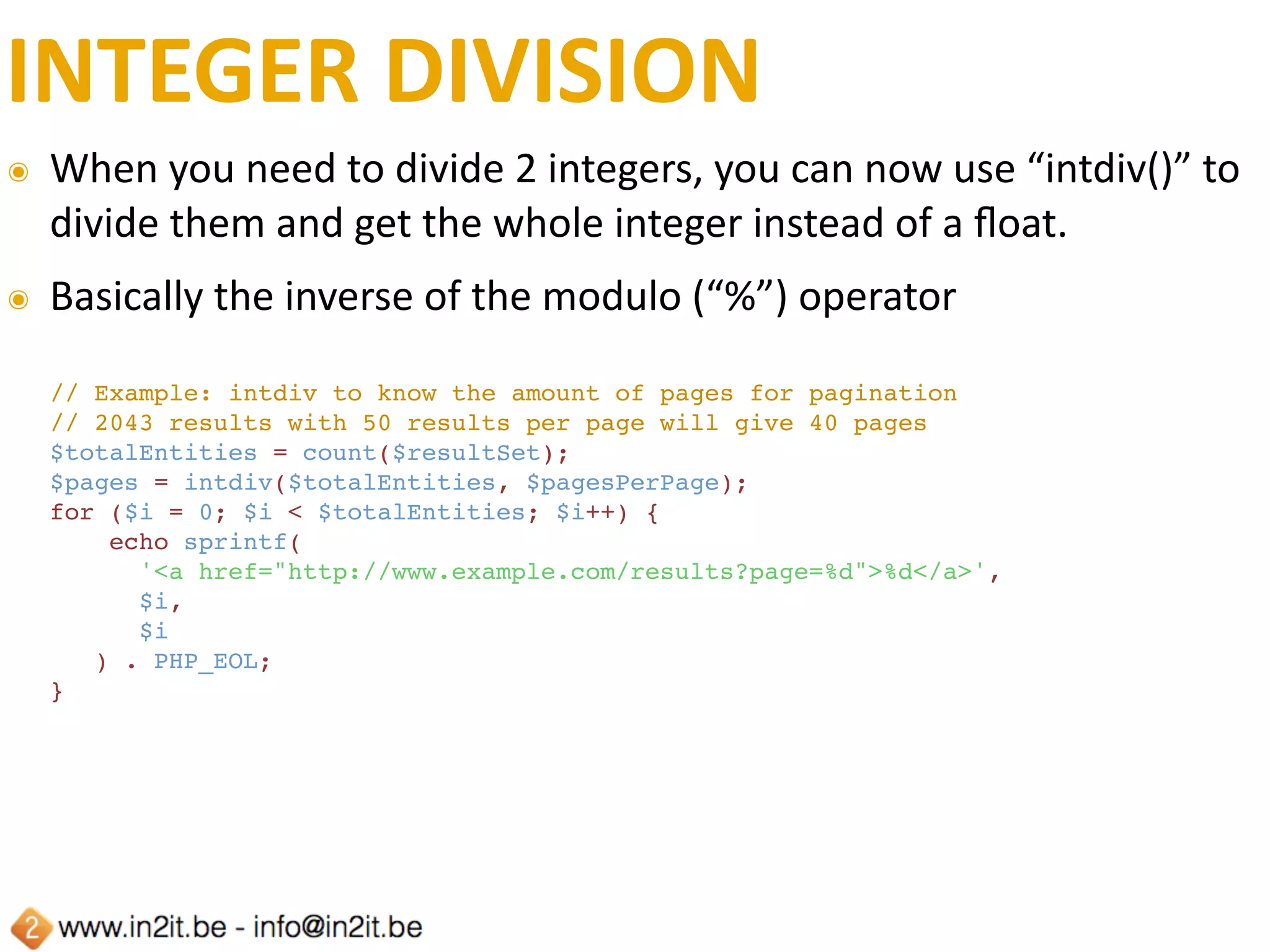 PHP	7.1:	THE	NEW	STUFF
 