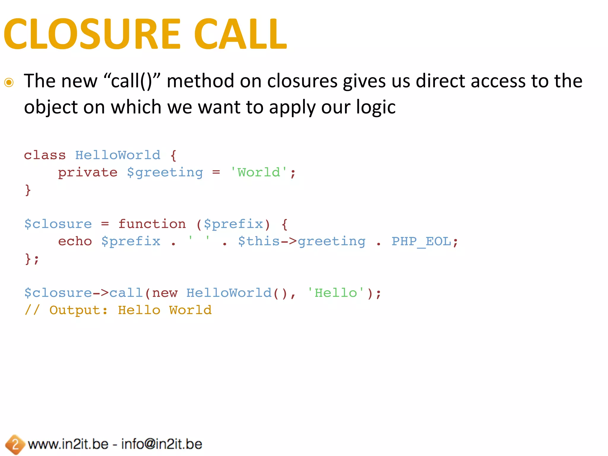 THESE	MIGHT	BREAK	STUFF
๏ Throw	on	passing	too	few	funcFon	arguments	
๏ Forbid	dynamic	calls	to	scope	introspecFon	funcFons	
๏ Invalid	class,	interface,	and	trait	names	
๏ void	
๏ iterable	
๏ Numerical	string	conversions	now	respect	scienFﬁc	notaFon	
๏ Fixes	to	mt_rand()	algorithm	
๏ rand()	aliased	to	mt_rand()	and	srand()	aliased	to	mt_srand()	
๏ Disallow	the	ASCII	delete	control	character	(0x7F)	in	idenFﬁers	
๏ error_log	changes	with	syslog	error	values
 