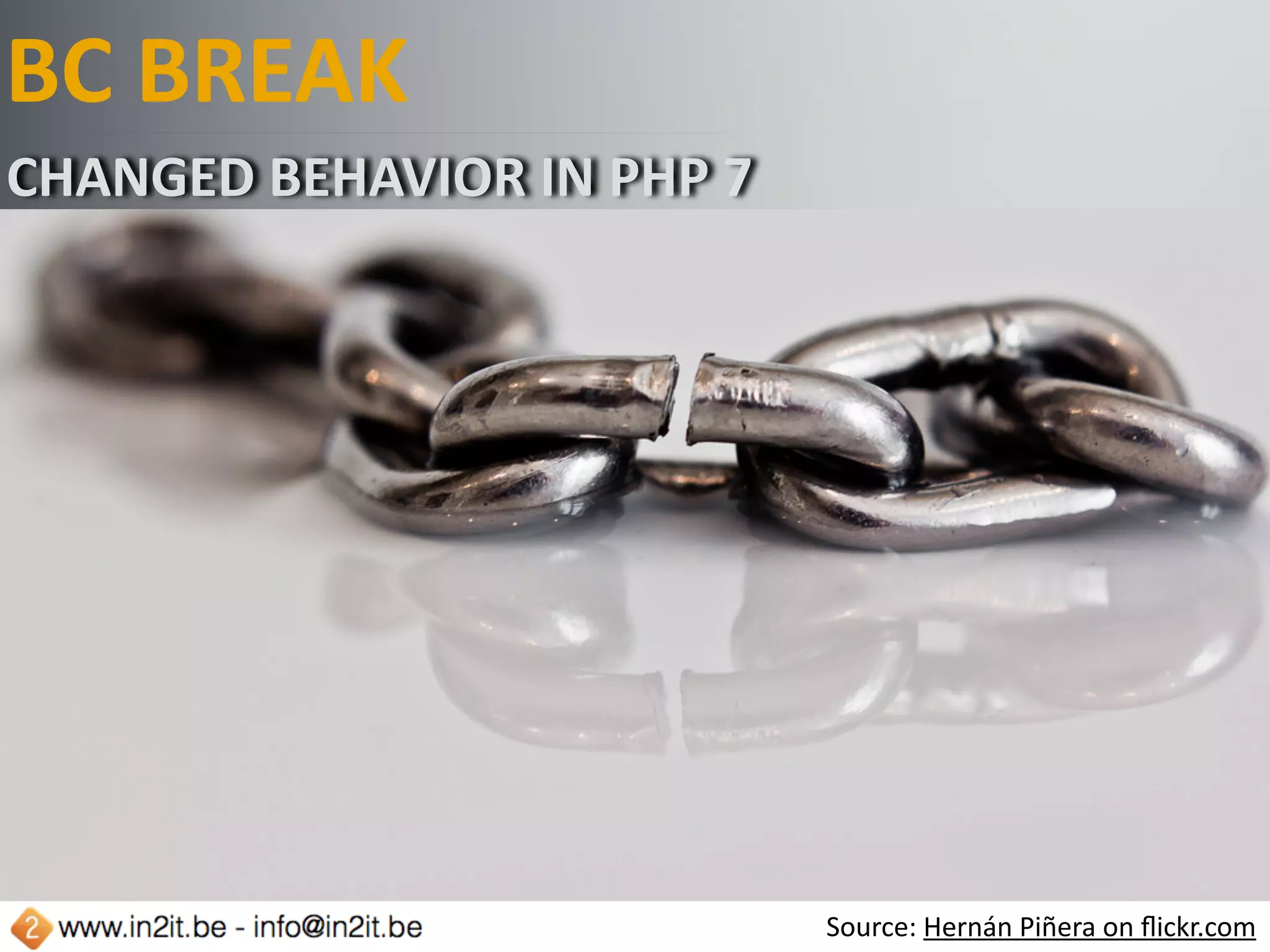 FATAL	ERRORS
๏ Fatal	and	recoverable	fatal	errors	are	now	“Throwable”	
๏ These	errors	inherit	from	“Error”	class	
๏ The	“Errors”	class	is	on	the	same	level	as	ExcepFon	class	
๏ Both	“Errors”	and	“ExcepFons”	implement	“Throwable”	
interface	
๏ Has	an	eﬀect	on:	
๏ “set_excepFon_handler”:	can	receive	Errors	and	ExcepFons	
๏ all	internal	classes	now	throw	ExcepFon	on	construct	failure	
๏ Parse	errors	now	throw	“ParseError”
 