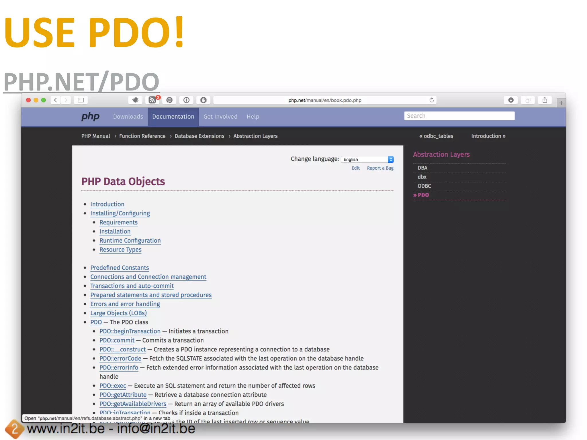 in it2PROFESSIONAL PHP SERVICES
Thank you!
Slides at in2.se/hd-php7
training@in2it.be - www.in2it.be - T in2itvof - F in2itvof
PHPUnit
Getting Started
Advanced Testing
Zend Framework 2
Fundamentals
Advanced
Azure PHP
Quick time to market
Scale up and out
jQuery
Professional jQuery
PHP
PHP for beginners
Professional PHP
HTML & CSS
The Basics
Our training courses
 