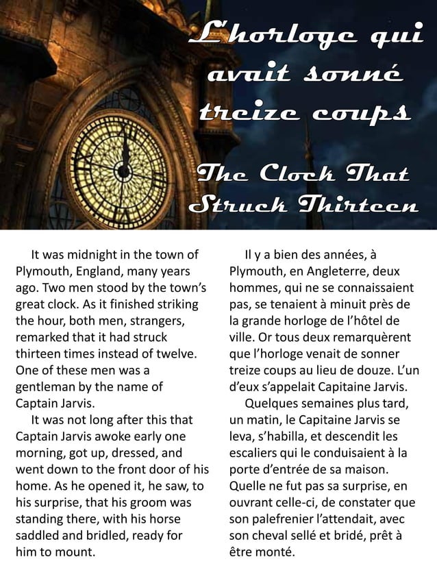 L’horloge qui avait sonné treize coups The Clock that Struck Thirteen