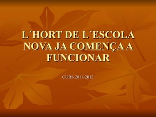 L´HORT DE L´ESCOLA NOVA JA COMENÇA A FUNCIONAR CURS 2011-2012 