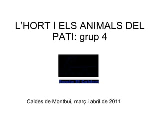 L’HORT I ELS ANIMALS DEL PATI: grup 4 Caldes de Montbui, març i abril de 2011 