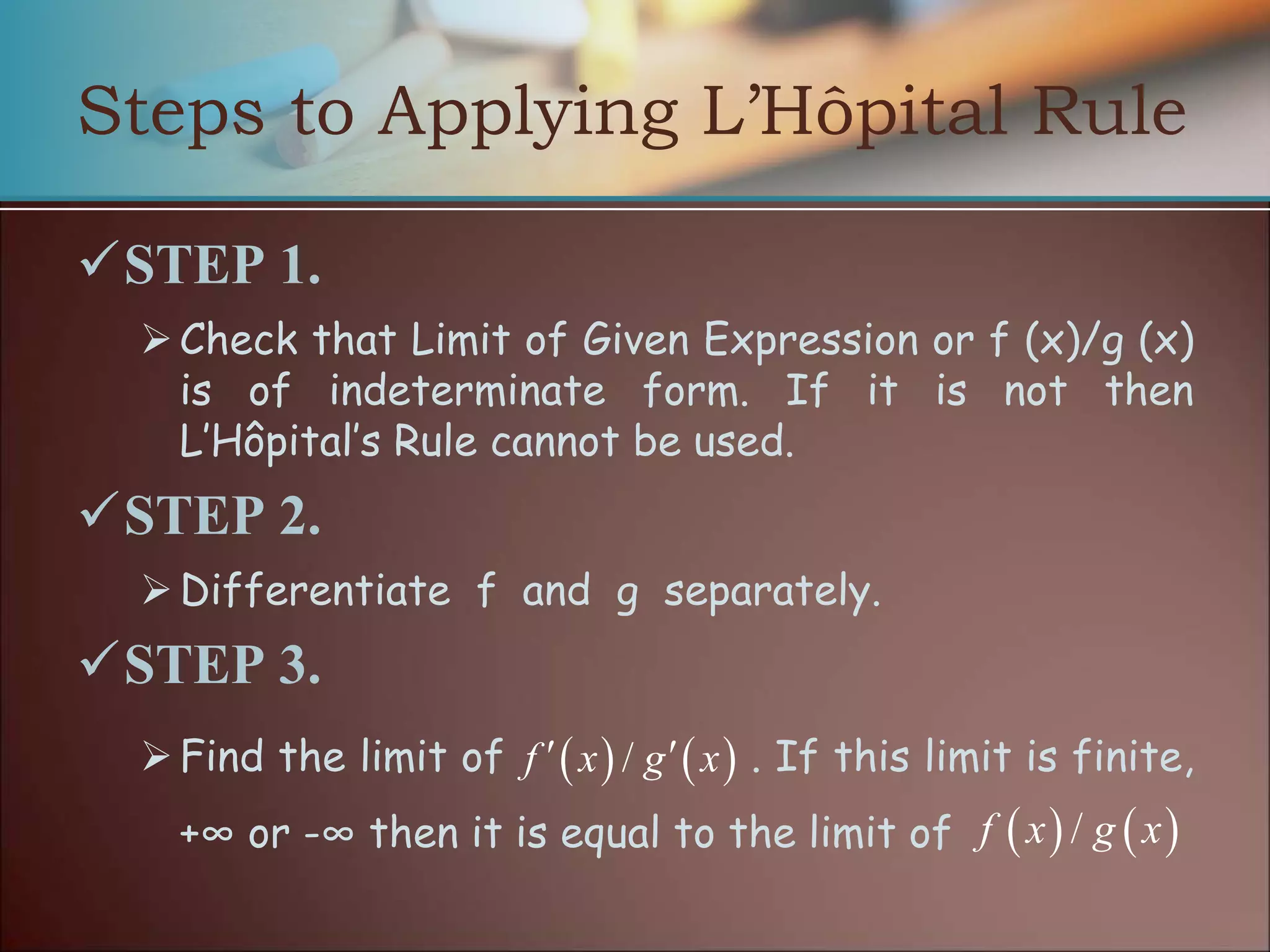 L' Hopital rule in calculas | PPTX
