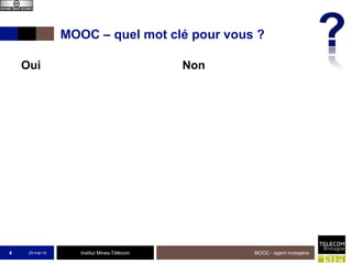 Institut Mines-Télécom
MOOC – quel mot clé pour vous ?
Oui Non
25-mai-14 MOOC - agent mutagène4
 